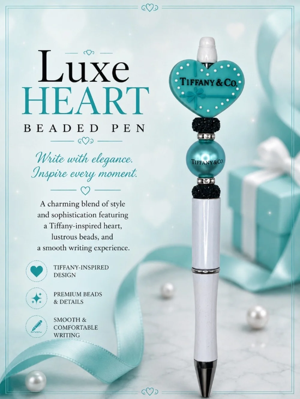 Luxe Heart Beaded Pen